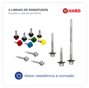 4 linhas de parafusos para cobertura metálica